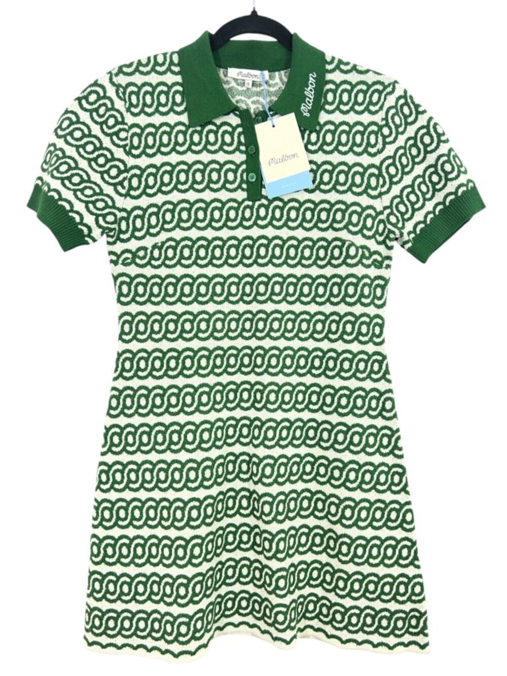 Malbon Clara Printed Knit Dress Green Small New $268